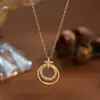 Corrente Elegante para Clavícula Banhada a Ouro Real com Zircônias Microincrustadas para Mulheres, Colar de Design Exclusivo com Círculo e Estrela de Quatro Pontas, Corrente de Pescoço Requintada