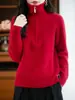 Suéter de Lana con Cuello Grueso para Mujer Primera Línea Listo para Usar Otoño e Invierno Nuevo Cálido Pesado Trenzado Estéreo Holgado Chaqueta de Punto