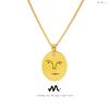 Europa y Estados Unidos frío ins estilo diseño creativo cara sonriente retrato colgante collar acero titanio chapado en oro cadena clavícula joyería P952