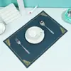 Mantel Individual Bordado de PVC con Patrón de Cuero de Vaca para Restaurantes Chinos y Occidentales, Mantel Impermeable y Aislante al Calor, Vajilla de Estilo Minimalista Moderno Mesa de Comedor