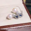 Acessórios DIY Prata de Lei S925 Montagens Elegantes para Brincos de Pérola, Brincos de Tarraxa Azuis Elegantes, Montagens de Prata 8-13