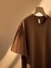 Camiseta de Algodón Puro para Hombre, Manga Corta, Cepillada, Corte Holgado, Cuello Redondo, 300g, Capa Base Casual, Personalizable para Negocios y Viajes
