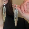 Brincos de Corrente Longa com Garras Exageradas Elegantes de Prata S925 com Strass para Mulheres Brincos com Franjas de Diamante Colorido Europeus e Americanos Brincos da Moda