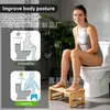 Banqueta de Banheiro de Bambu com Degraus, Banqueta de Agachamento para Crianças, Banqueta para Banheiro, Banqueta para Assento de Vaso Sanitário