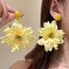 Pendientes Bohemios Étnicos Exagerados de Flor Amarilla Grande, Pendientes Versátiles Estilo Vacaciones, Pendientes de Diseño de Nicho