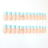 Uñas para Manicura Más Vendidas Transfronterizas Estilo Mariposa Azul Fresca Tridimensional con Diamantes Estilo Francés Chino Uñas para Usar Venta al por Mayor
