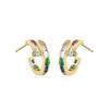 Aretes de espiral de circón de color para uñas, nicho de personalidad, bolsa en forma de C, lóbulo de la oreja, aretes de rosca de diamante de color dopamina