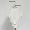 Oferta especial: Camiseta holgada con cintura fruncida, Camiseta lisa blanca/negra para mujer