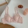 Ropa interior de verano con orejas de conejo para mujer con busto grande, delgada y ajustable, puro deseo, brasier francés de encaje de cierre lateral