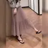Saia Longa de Malha Estilo Coreano Plus Size Feminina Cintura Alta Emagrecedora Super Linda Saia Bolo Linha A Plus Size Bainha Multicamadas Saia Longa