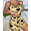 Pijama Feminino de Verão Europeu e Americano Mais Vendido Transfronteiriço Conjunto de Duas Peças Camisola Sexy Casual Shorts Roupa de Casa