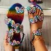 Sandalias Planas Decoradas con Mariposas para Mujer 2026 Verano Nuevas Sandalias de Tela de Mariposas Coloridas Ligeras Slip-On