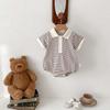 Ropa de Verano para Bebé Ropa Interior con Cuello Polo Rayas Manga Corta Ropa de Gateo para Recién Nacidos Niños Estilo 2025
