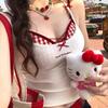 Rayón Vitalidad Dopamina Color Cuadrícula Sujetador Cruzado Camisola Deseo Puro Chica Caliente Top Falso de Dos Piezas para Mujer