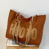Bolso de mujer de gran capacidad, nuevo bolso de hombro estilo coreano con estampado de letras Otoño 2025, bolso de mano tote casual simple para el día a día
