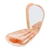 Set de 5 Mini Brochas de Maquillaje con Espejo Portátil, Brocha para Polvos Sueltos, Iluminador, Sombra de Ojos, Rubor, Herramientas de Belleza, Fijación de Maquillaje