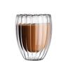 Taza de Vidrio de Doble Capa Rayada con Forma de Huevo, Taza Sencilla para Leche, Taza para Beber, Taza para Jugo, Taza de Vidrio Transparente para Café en Casa