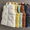 Chaleco chaqueta de algodón casual, impermeable, cortavientos, mullido, cálido, cómodo, versátil, engrosado, con cuello alto, para otoño e invierno, para exteriores