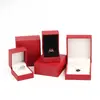 Caja de Papel Rellena de Cuero Rojo para Joyería, Caja de Almacenamiento de Joyería, Caja para Anillos, Caja para Collares, Caja para Colgantes, Caja de Regalo