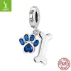 Amazon nuevo colgante de hueso de garra de perro plata 925 linda huella de pata de mascota accesorios de cuentas diy SCC2127