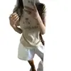 Camiseta de Manga Corta de Algodón Puro con Estampado de Dibujos Animados Lindo Estilo Coreano para Mujer 2026 Verano Nueva Versátil Adelgazante Delgado Tendencia