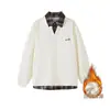 Moletom Novo de Lã Outono/Inverno 2025 Masculino Costura Colorida Contrastante Falso Duas Peças Moletom Tendência Moda Masculina High Street Versátil