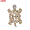 Broche de Tortuga Marina Estilo Europeo Tema Océano Full Strass Cristal Aleación Pin Ramillete Accesorios para Abrigo de Mujer Venta al por Mayor