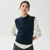 Nueva colección de otoño: chaleco de punto de cachemira para mujer, cuello redondo, sin mangas, color liso, diseño de punto simple, grueso y cálido