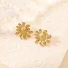 Pendientes de Moda Europeos y Americanos de Acero Inoxidable, Pendientes Florales de Nicho, Pendientes Estilo Océano Chapados en Oro de 18K, Pendientes de Acero de Titanio