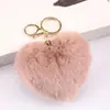 Llavero de Bola de Peluche Arcoíris Llavero con Borla en Forma de Corazón Grande para Mujeres Colgante para Coche Bolso Joyería de Moda