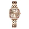 Relógio de Pulso Feminino Goldie com Mostrador Quadrado Transfronteiriço, Superfície Espelhada, Pulseira de Aço, Quartzo, À Prova d'Água, Elegante, Versátil para o Trabalho e o Dia a Dia