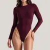 Body de fitness ajustado sexy de manga larga estilo europeo y americano transfronterizo Whalexi, mono moldeador atlético, ropa de fitness de color liso para mujer