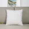 Comercio Exterior Transfronterizo Funda de Almohada de Pana Rayada con Pompón Grande para Sofá Cintura Respaldo Una Pieza Dropshipping En Stock