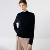 Suéter feminino de cashmere com gola alta parcial, novo para outono e inverno, cor sólida, malha justa, camisa base, suéter de cashmere de manga longa