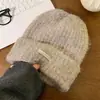 Gorro de Punto para Mujer, Otoño e Invierno, Gorro de Lana de Moda de Alta Gama, Circunferencia de Cabeza Grande, Adelgazante de Rostro, Gorro Holgado Cálido, Gorro para Clima Frío