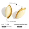 Pendientes Transfronterizos de Acero Inoxidable Estilo Maillard con Forma de Grano de Arroz, Incrustación de Resina Marrón Ámbar y Chapado en Oro Real de 18K