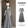 25 Vestidos Grises de Manga Larga para Mujer, Principios de Otoño e Invierno, Perfectos para Combinar con Faldas Largas, Ligeros y Elegantes, Estilo de Gama Alta