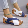 Sandalias de Cuña Peep-Toe Color Block de Talla Grande de Verano 2026, Ligeras, Modernas, con Suela Gruesa, Huecas, para Playa