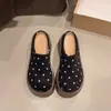 Birkenstocks de Solado Grosso para Aumentar a Altura Femininos para Uso Externo Outono/Inverno 2026 Novidade Suede Slip-on Bico Fechado Meio-chinelos Birkenstock