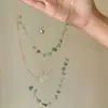 Collar con Etiqueta de Cuentas de Segunda Mano Vintager para Mujer, Accesorios de Cadena para Clavícula Multicapa Estilo Étnico Retro