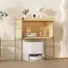 Estantería de Almacenamiento de Pie, Gabinete de Almacenamiento Estilo Antiguo, Mueble Bajo para Sala de Estar, Gabinete con Puerta abatible para Robot Aspirador, Revistero de Múltiples Niveles