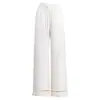 Pantalones Anchos Rectos Sueltos Casuales para Mujer 2026 Verano Nuevos con Cordón Cintura Elástica Parche de Encaje