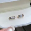 Pendientes Cuadrados de Azúcar con Incrustaciones de Diamante de Plata de Ley S925 para Mujer Estilo Vintage Japonés Pendientes de Diseño de Nicho de Alta Gama Bestseller de Xiaohongshu