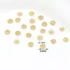 Chapado en Oro de 14k Cobre Chapado Resistente al Desgaste Flor de Seis Pétalos Flor Hueca Tapa de Flor Base de Flor Pulsera con Cuentas Collar Accesorios de Joyería DIY C02