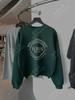 Moletom de Malha Yuran 26 Estilo Novo de Primavera Orgânico de Algodão Estampado Oversized Gola Redonda Ombro Caído Manga Longa