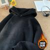 Sudadera con capucha de gamuza súper gruesa para hombre, invierno, forrada de polar, gruesa, estilo americano, retro, holgada, pesada, para adolescentes