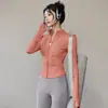 Jaqueta Cardigan Esportiva de Yoga com Zíper de Secagem Rápida Feminina Jaqueta de Corrida Fitness Manga Longa Top Alta Elasticidade Respirável Roupa Esportiva de Treinamento