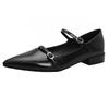 ¡Cuero suave! ¡Puedes pisar el talón! Zapatos Elegantes Estilo Francés Zapatos Mary Jane Negros Vintage Zapatos de Punta con Tacones