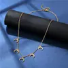 Colar Mini Lua com Franja Aço Titânio Galvanizado Ouro 18K Aço Inoxidável Colar Meia-Lua Acessórios para Colares Venda por Atacado
