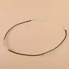 Collar de Cuerda de Cuero Negro y Tubo de Metal Estilo Harajuku Japonés y Coreano para Mujer, Collar Corto para el Cuello, Cadena Sencilla y Versátil para la Clavícula